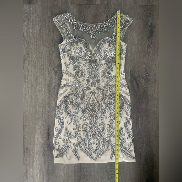 Jovani Cream and Silver Embellished Prom Dress - Picture 9 of 10